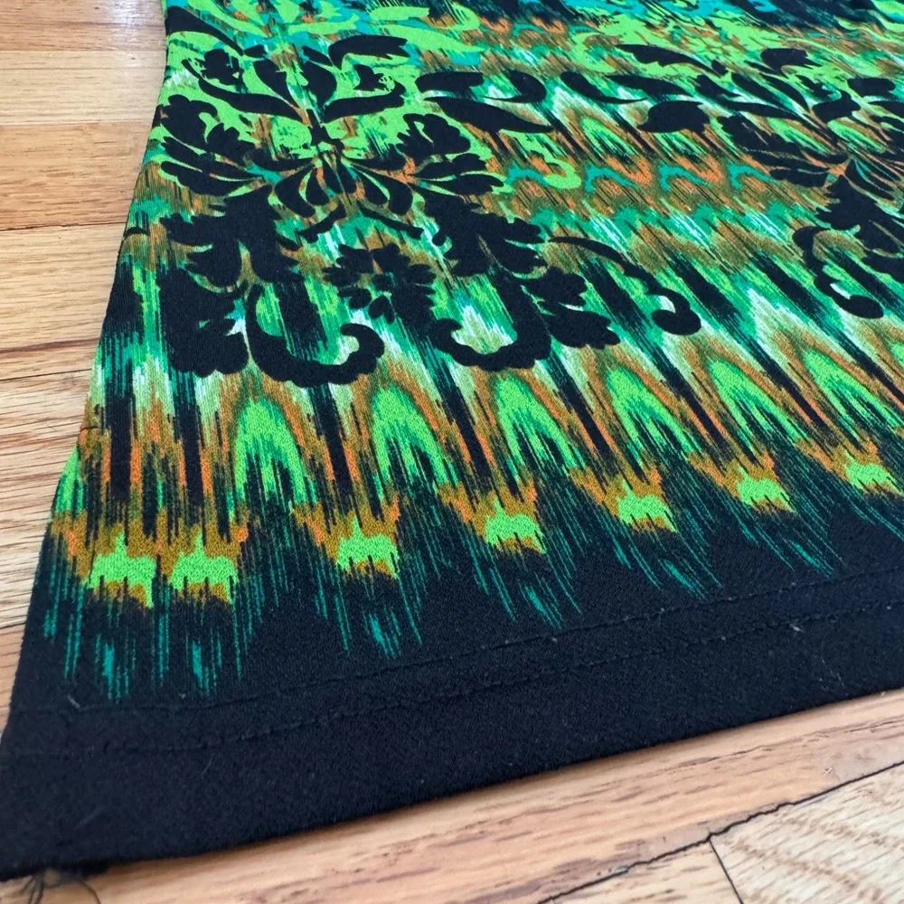 Bob Mackie Shirt Womens Sm Green Wearable Art Pullover Long Sleeve Pattern Top - Picture 5 of 11